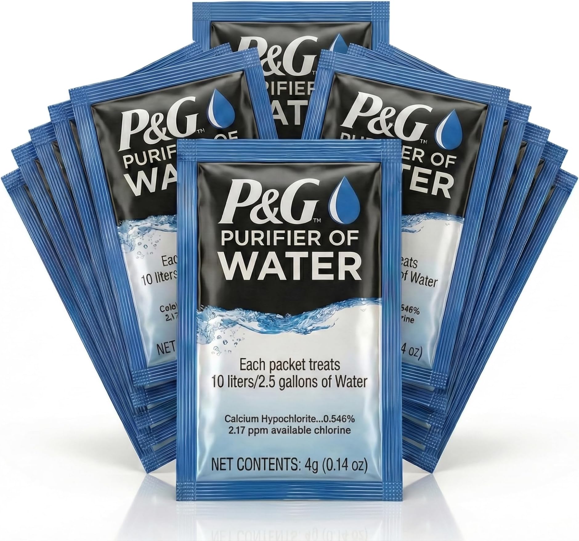 P&G Purifier of Water Portable Water Purifier Packets. Emergency Water Filter Purification Powder Packs for Camping, Hiking, Backpacking, Hunting, and Traveling. (12 Packets)