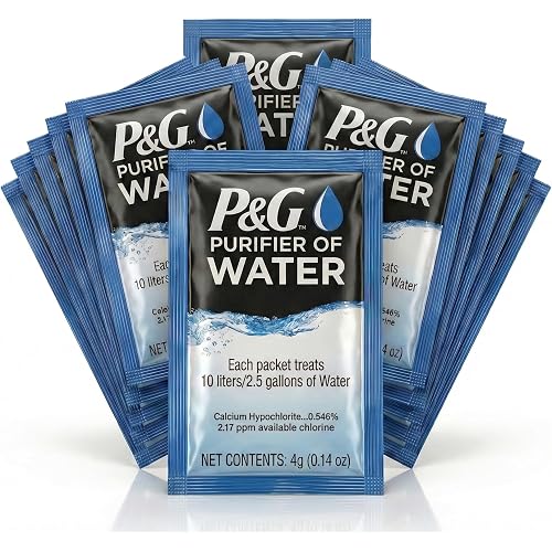 P&G Purifier of Water Portable Water Purifier Packets. Emergency Water Filter Purification Powder Packs for Camping, Hiking, Backpacking, Hunting, and Traveling. (12 Packets)
