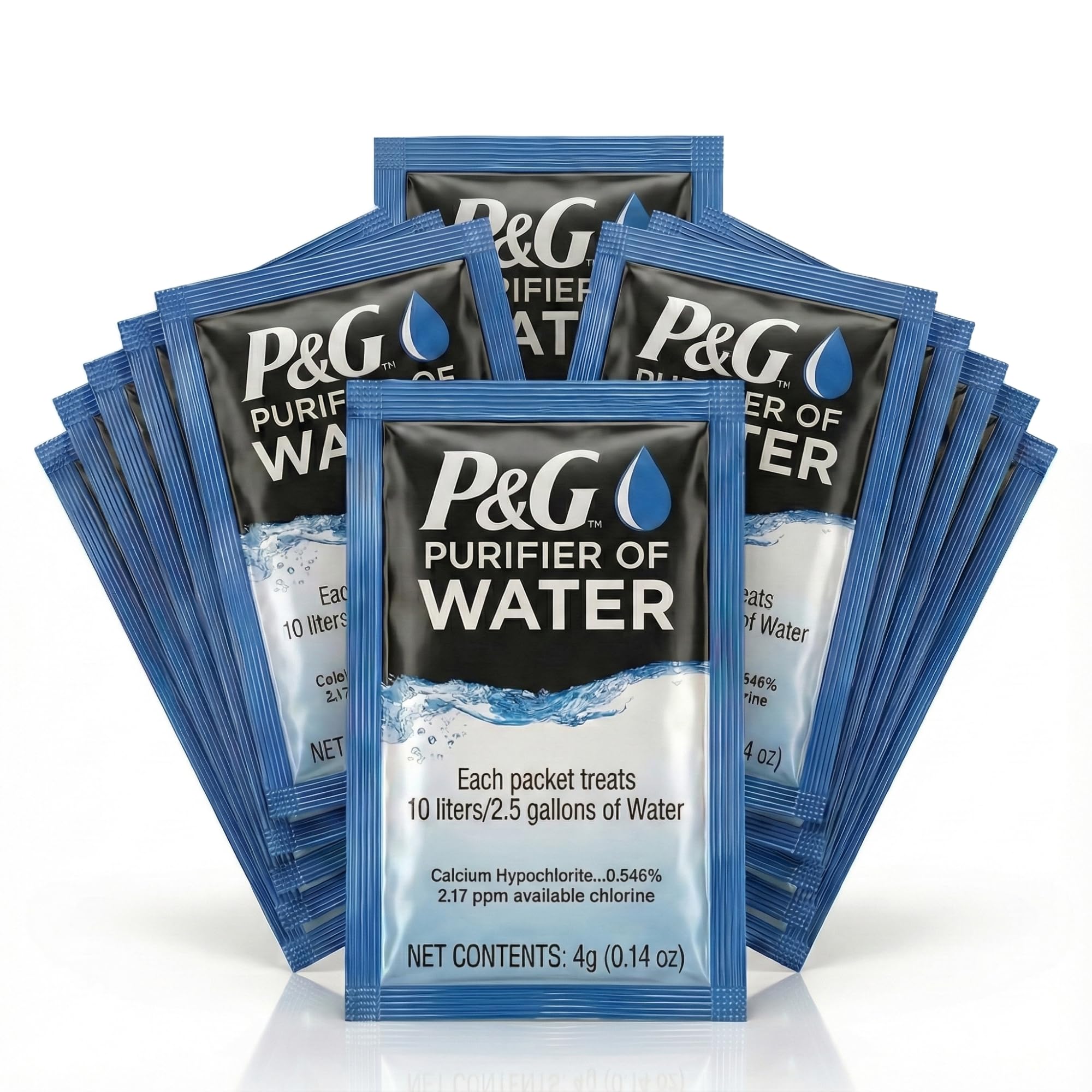 P&G Purifier of Water Portable Water Purifier Packets. Emergency Water Filter Purification Powder Packs for Camping, Hiking, Backpacking, Hunting, and Traveling. (12 Packets)