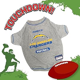 NFL Los Angeles Chargers Dog T-shirt X-Small. - Licensed Shirt for Pets Team Colored with Team Logos- Premium Stretchable Materials for the comfort of your Dog & Cat