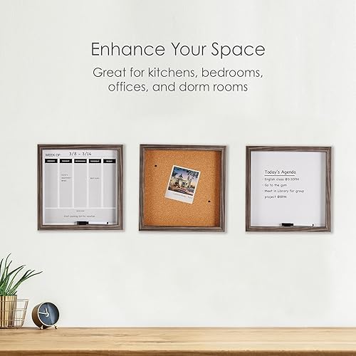 Miniatura 4 de Mikasa Tableros de oficina con marco gris, incluye una pizarra blanca calendario, una pizarra de corcho y una pizarra blanca, juego de 3