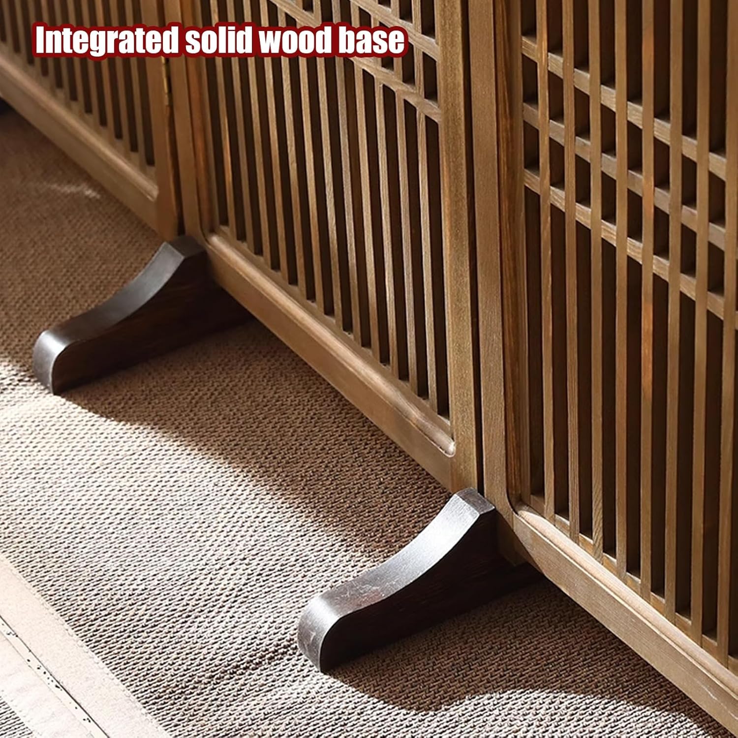 Standing Door Partition, Wooden Room Divider Wall Fencing, Folding Room Partition Privacy Screens with Detachable Base, for Home, Hotel, Office, Porch(4 Pack)