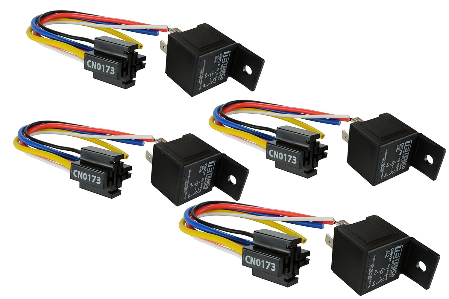 TEMCo 4 LOT 12 V 30/40 Amp Bosch Style S Relay with Harness Socket Automotive 2 Year Warranty