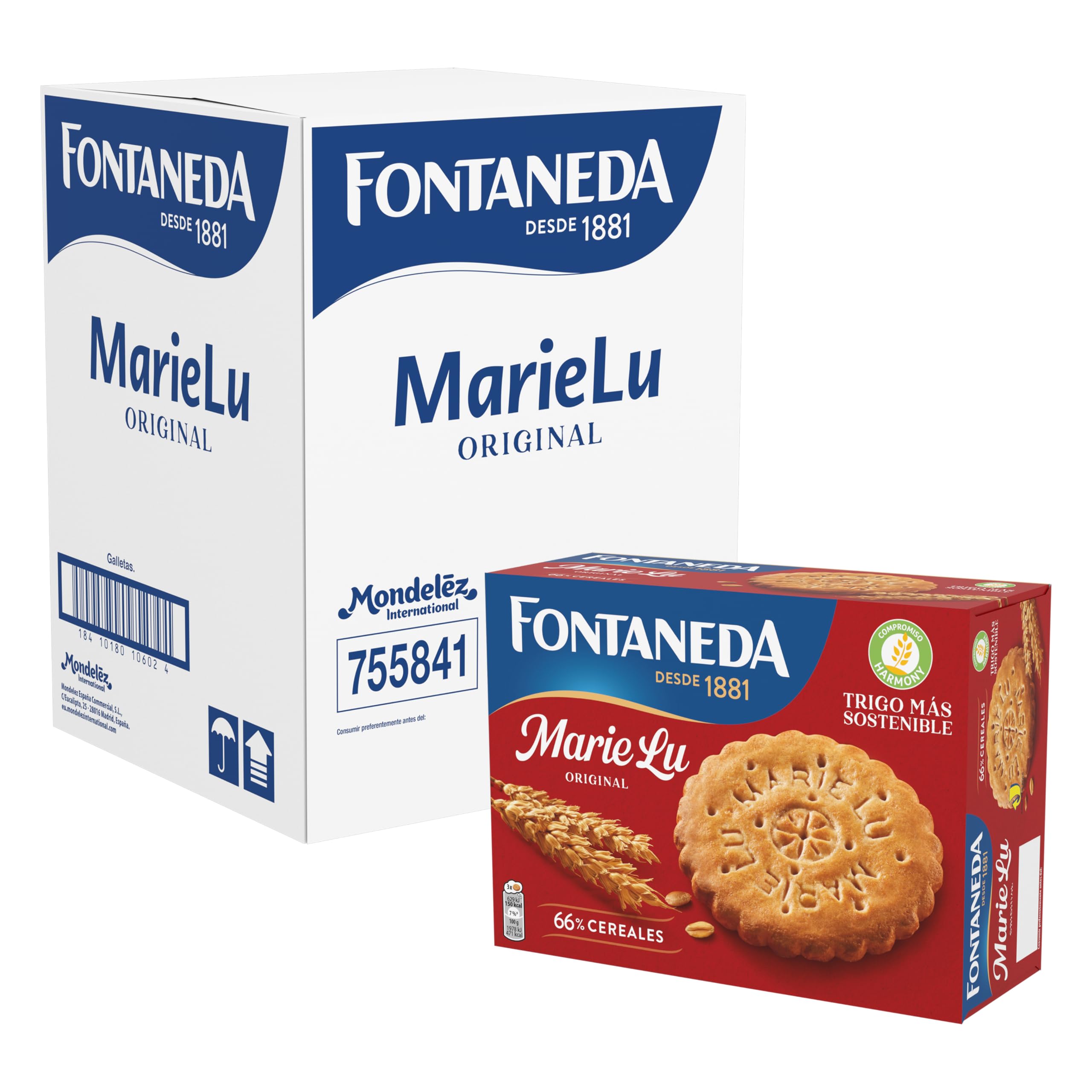 Fontaneda MarieLu Galletas Originales, 60% cereales, 16 Cajas de 550 g