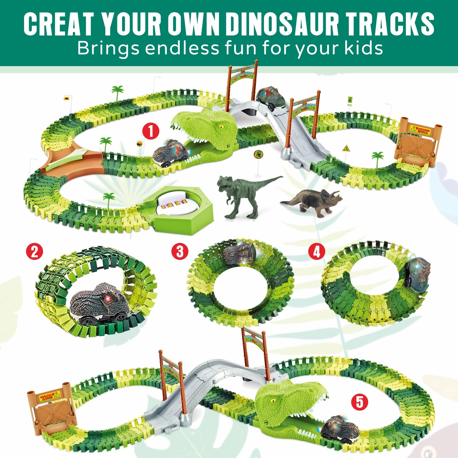 Amazon.com: Dinosaur Toys Dinosaur Race Track, 173PCS
