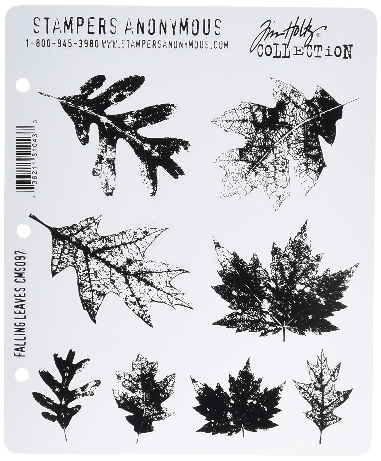 Tim Holtz Cling Rubber Stamp Set, Falling Leaves (CMS-097)