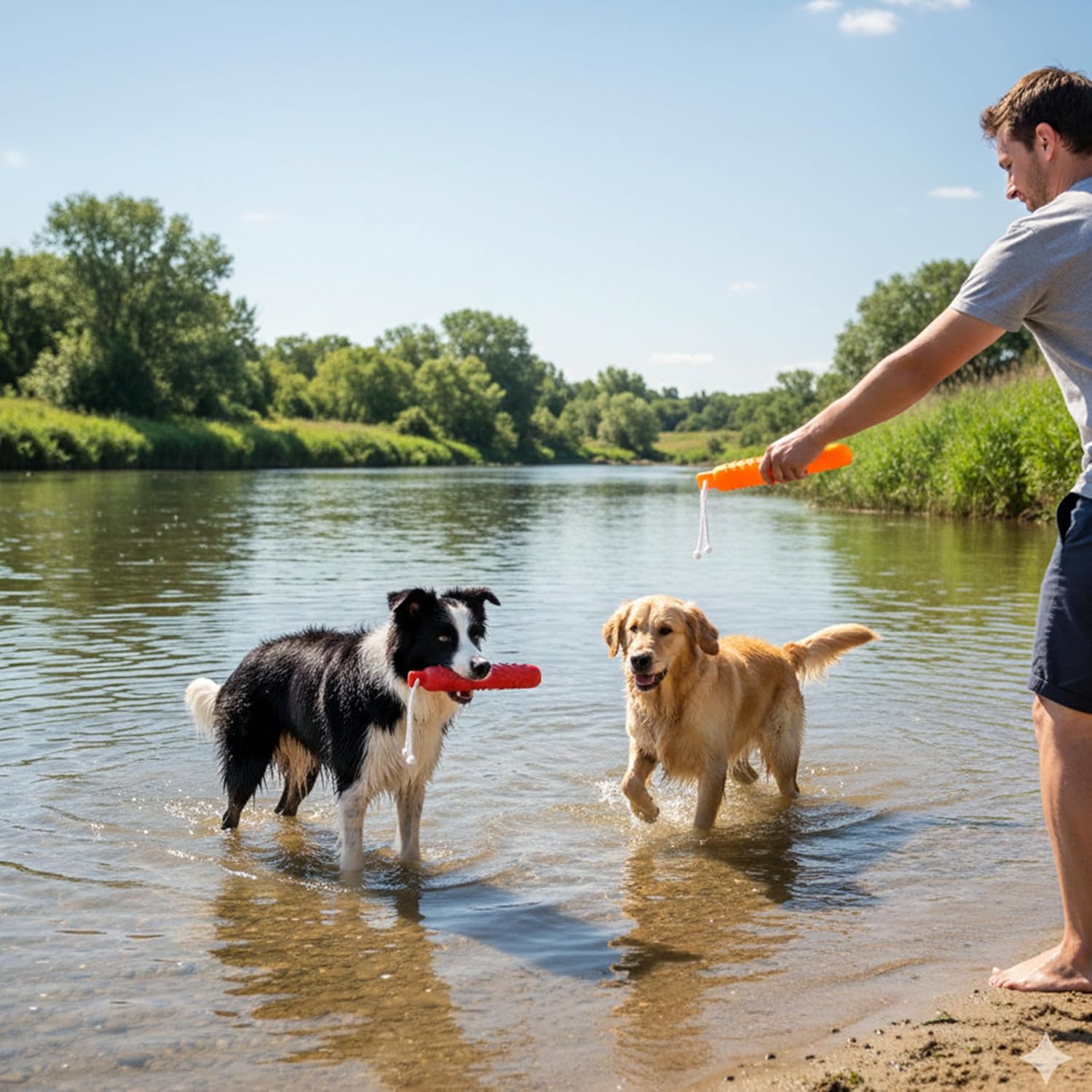 Dog Water Toys, 2 Pack Floating Bumper Fetch Toy Dummy | Interactive Retrieving Training Float Pet Rope Toy for Pool, Lake Outdoor Small Medium Large Dogs