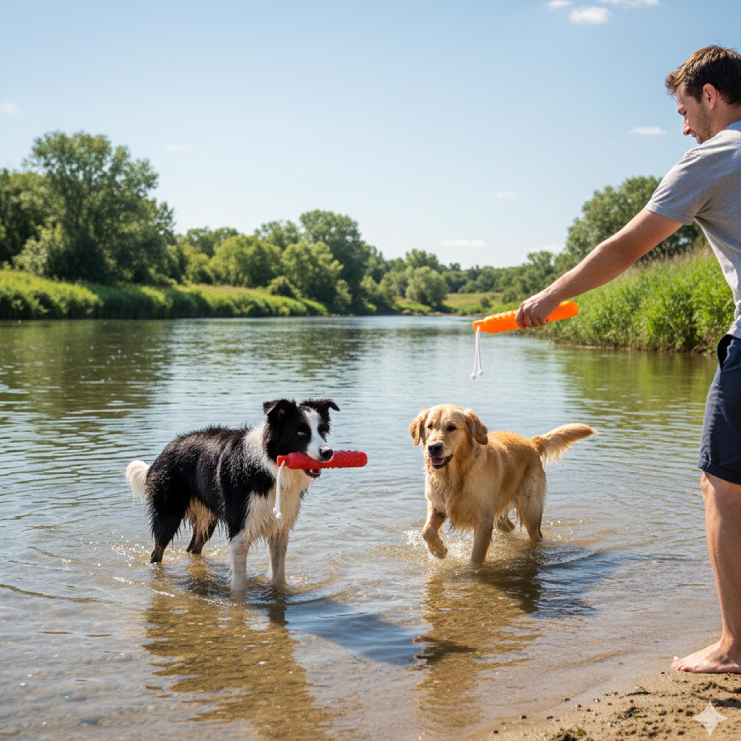 Wasserspielzeug für Hunde, 2 Stück, schwimmende Stoßstange, Apportierspielzeug, Schnuller
