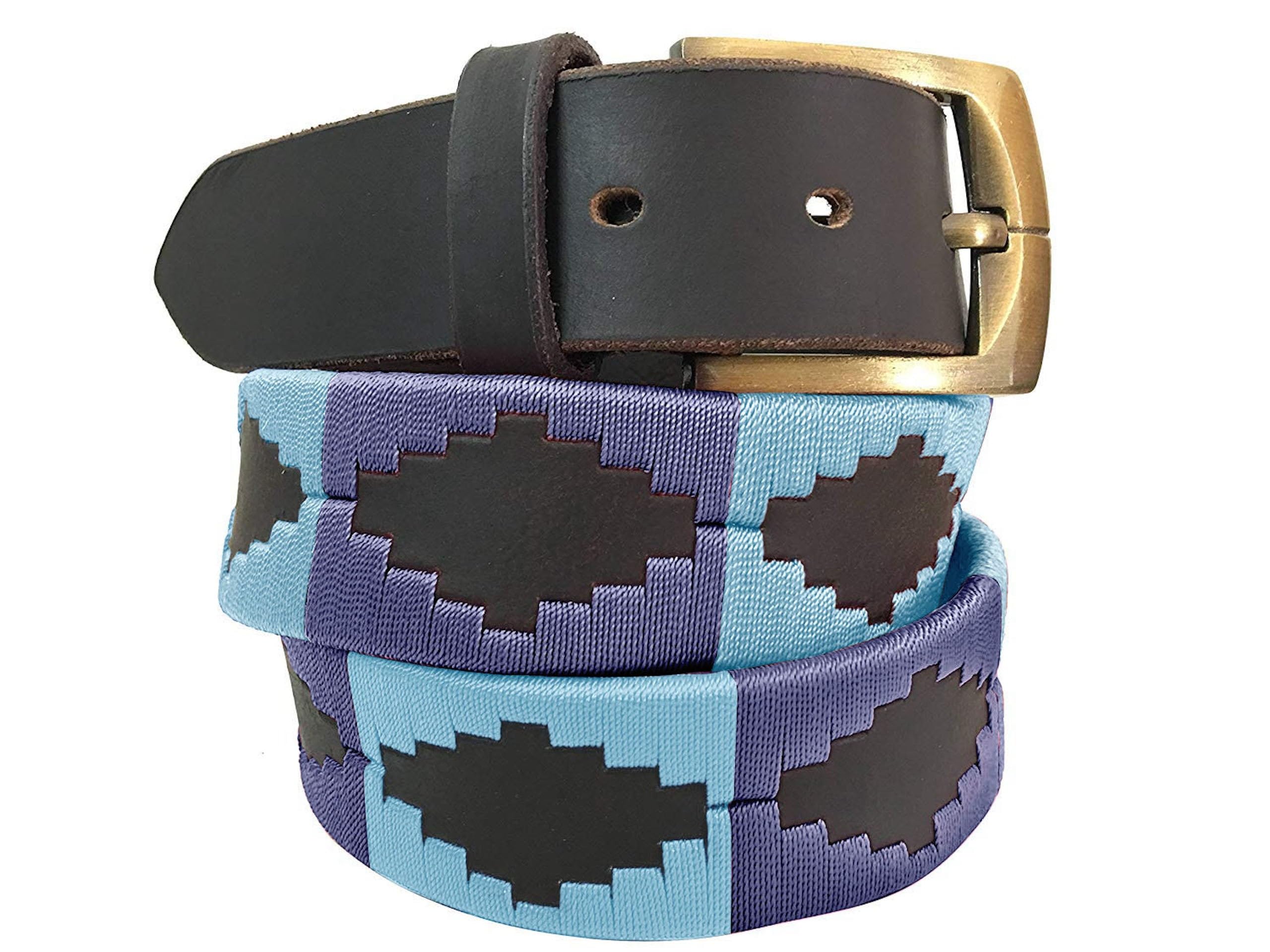 Carlos Diaz Men's Brown Wo Premium Unisex Leather Embroidered Designer Polo Belt (90 Cm/ 34-36 Inches)
