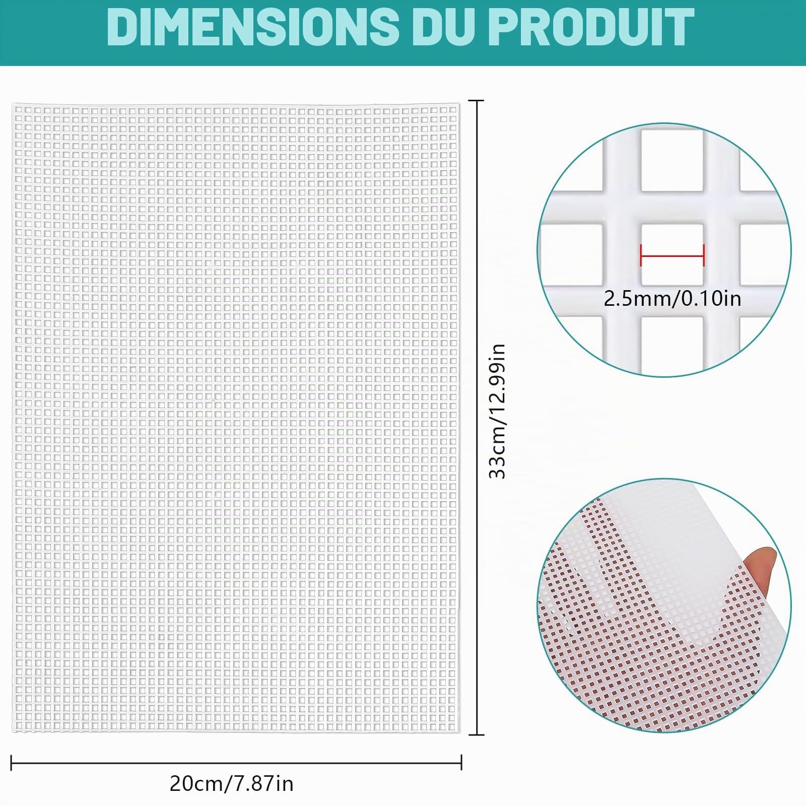 YOUNGSAY 12 Pièces Canevas Plastique, 20 x 33cm Feuilles de Toile en Maille pour Artisanat Bricolage Projets de Crochet - Blanc