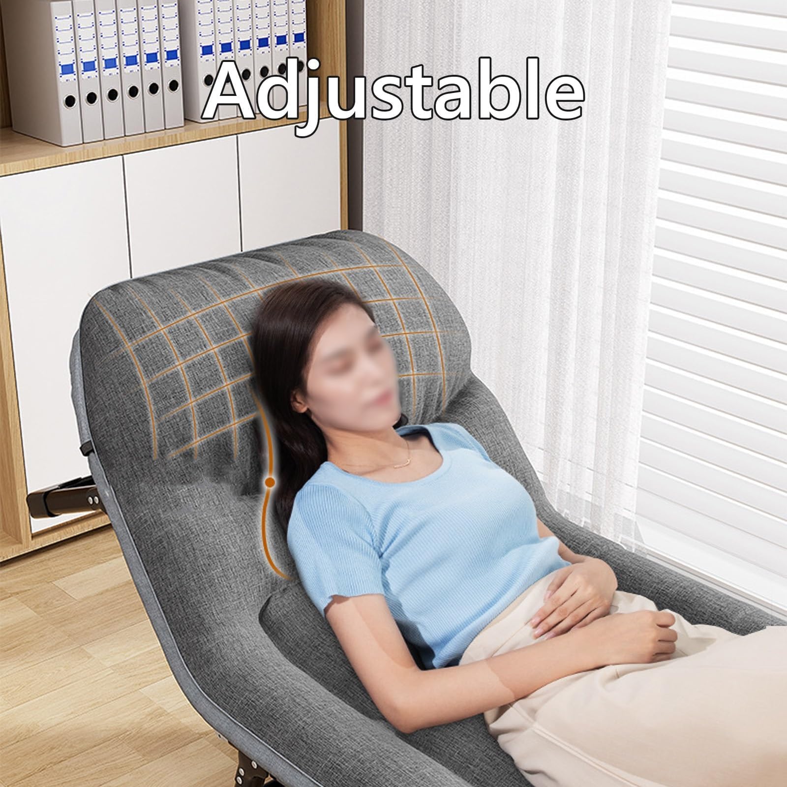 Lit pliant portable avec matelas – Cadre en métal durable pour le camping, le bureau et l'extérieur, tissu en velours côtelé épais, design peu encombrant, installation facile