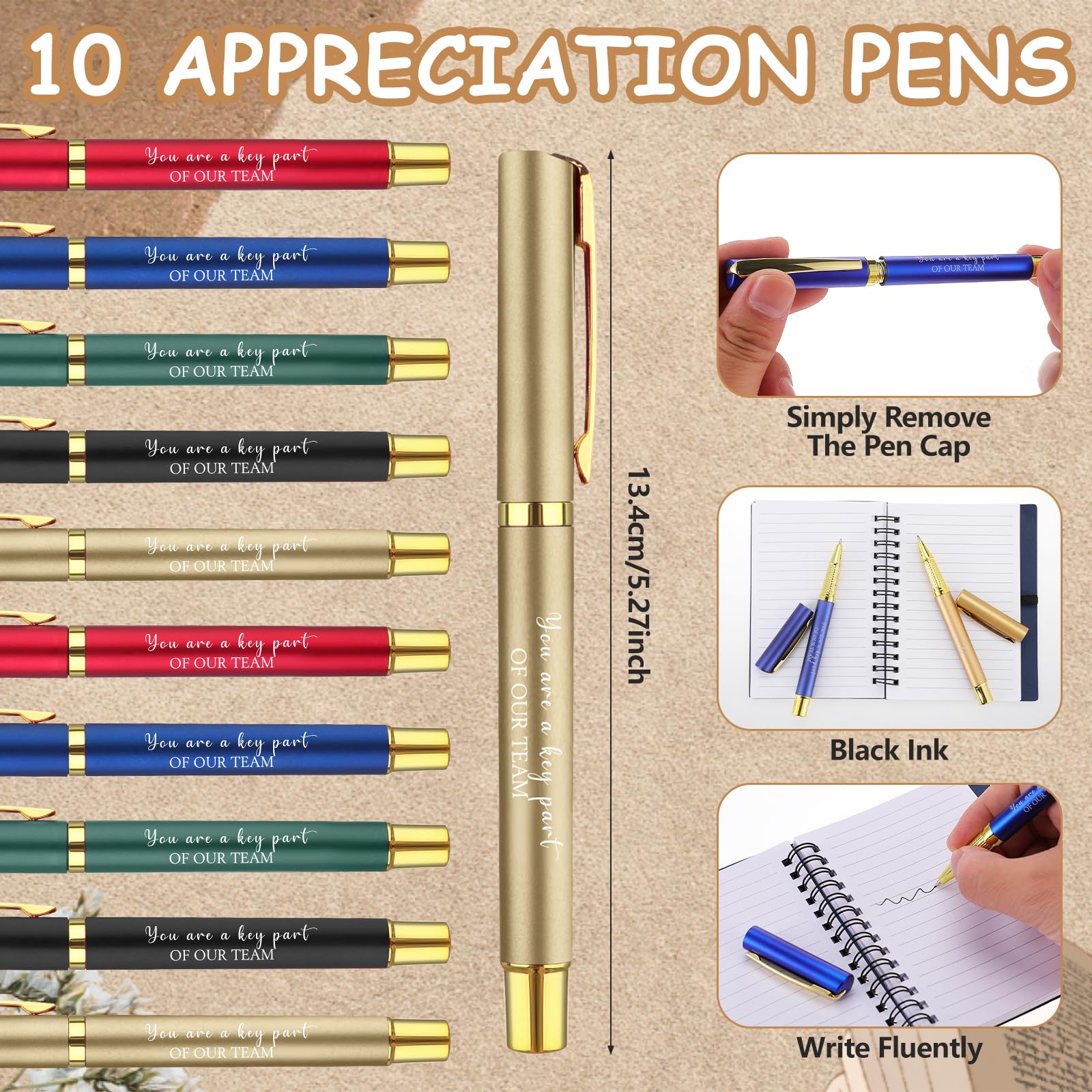 10 Sets Employee Appreciation Gifts Bulk Motivational Ballpoint Pens Inspirational Spiral Notebooks Encouraging Pen Thank You Gifts for Coworkers Colleagues Teacher Nurse Staff Team Christmas Office - Image 4