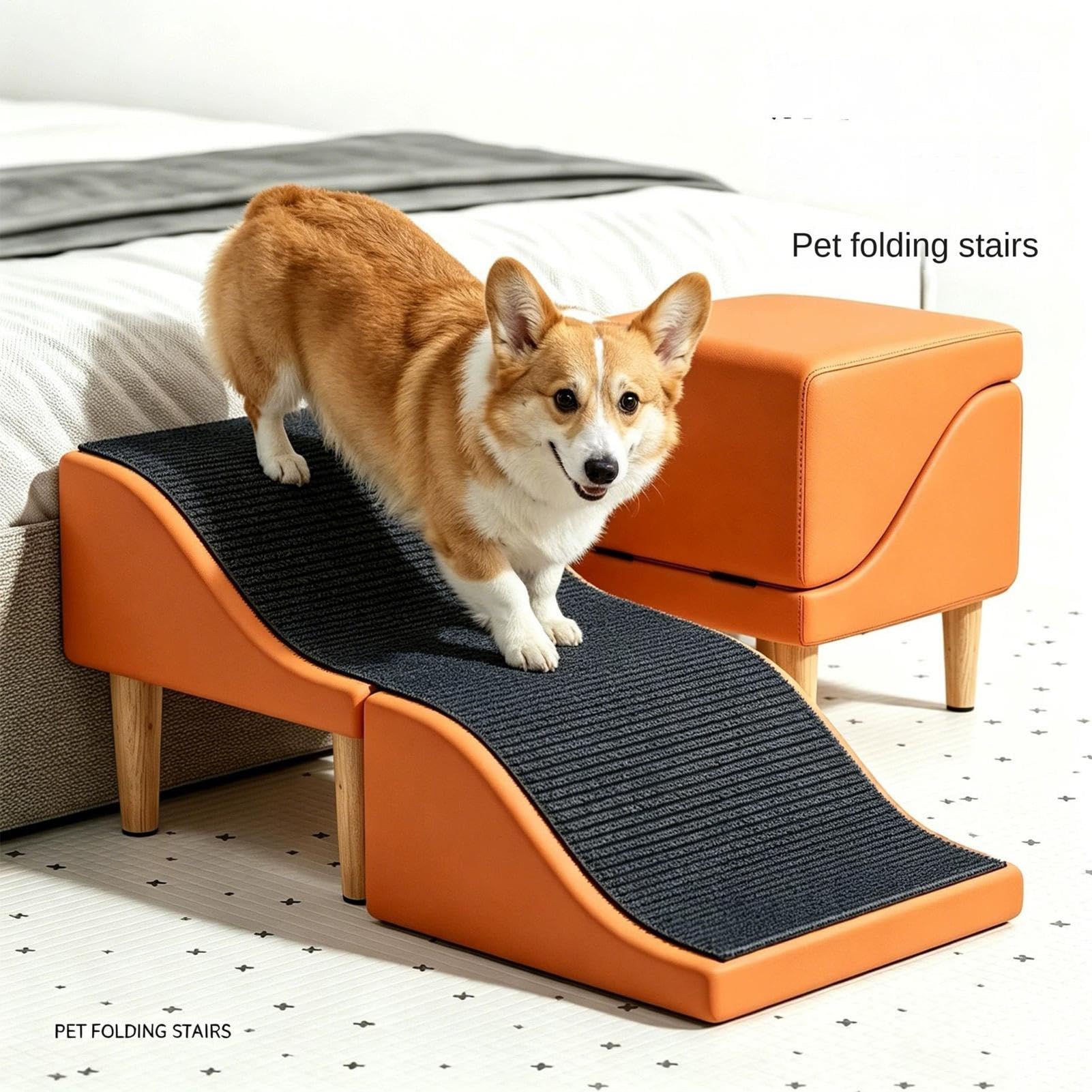 Hundetreppe für Couch Faltbare verwandelbare Treppen-Ottomane aus Holz