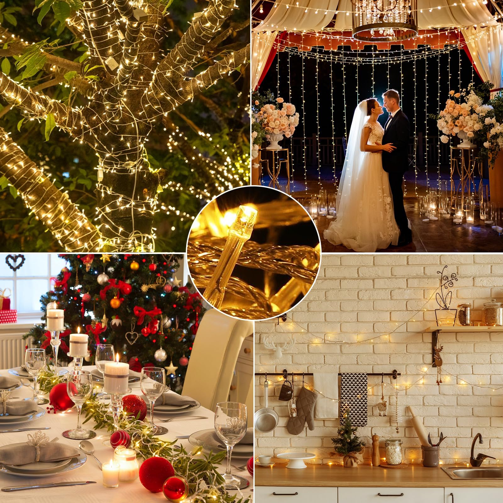 Luci Albero di Natale 1000LEDs 100M,GlobaLink Esterno IP44 Impermeabile,8 Modalità, Funzione Memoria, Catena Luminosa, Decorazione Natalizia Casa Giardino Matrimonio Feste