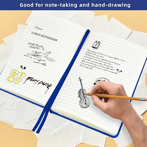 Miniatura 5 de JOYEUX Cuaderno rayado, diario de 160 páginas para escribir, tamaño mediano de 5.7 x 8 pulgadas para mujeres y hombres, papel A5 de 3.53 ozm de