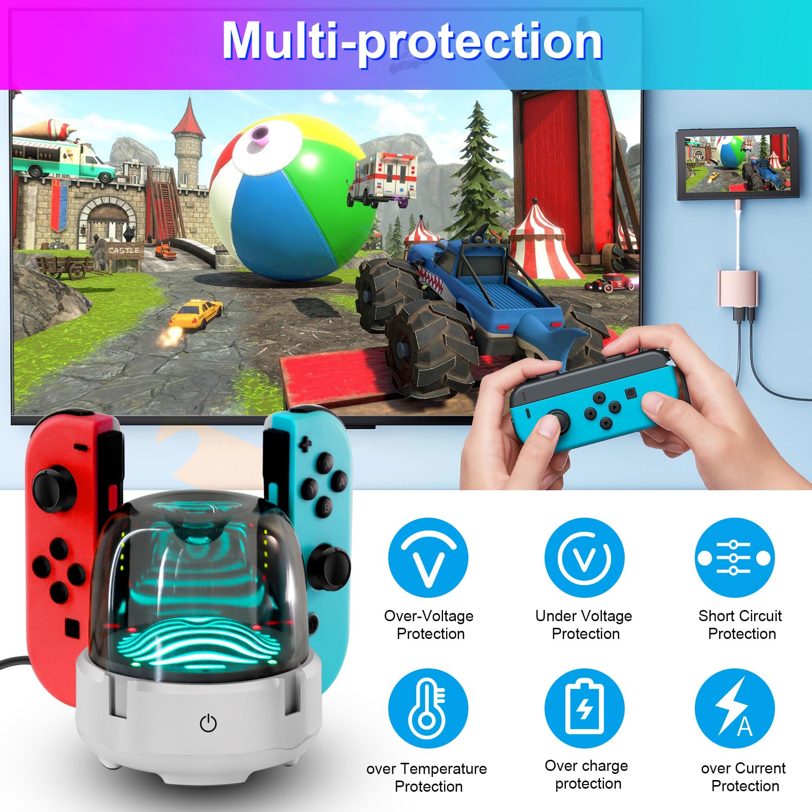 Amazon.co.jp: TREE.NB 7色LEDスイッチ Joy-Con充電ステーション