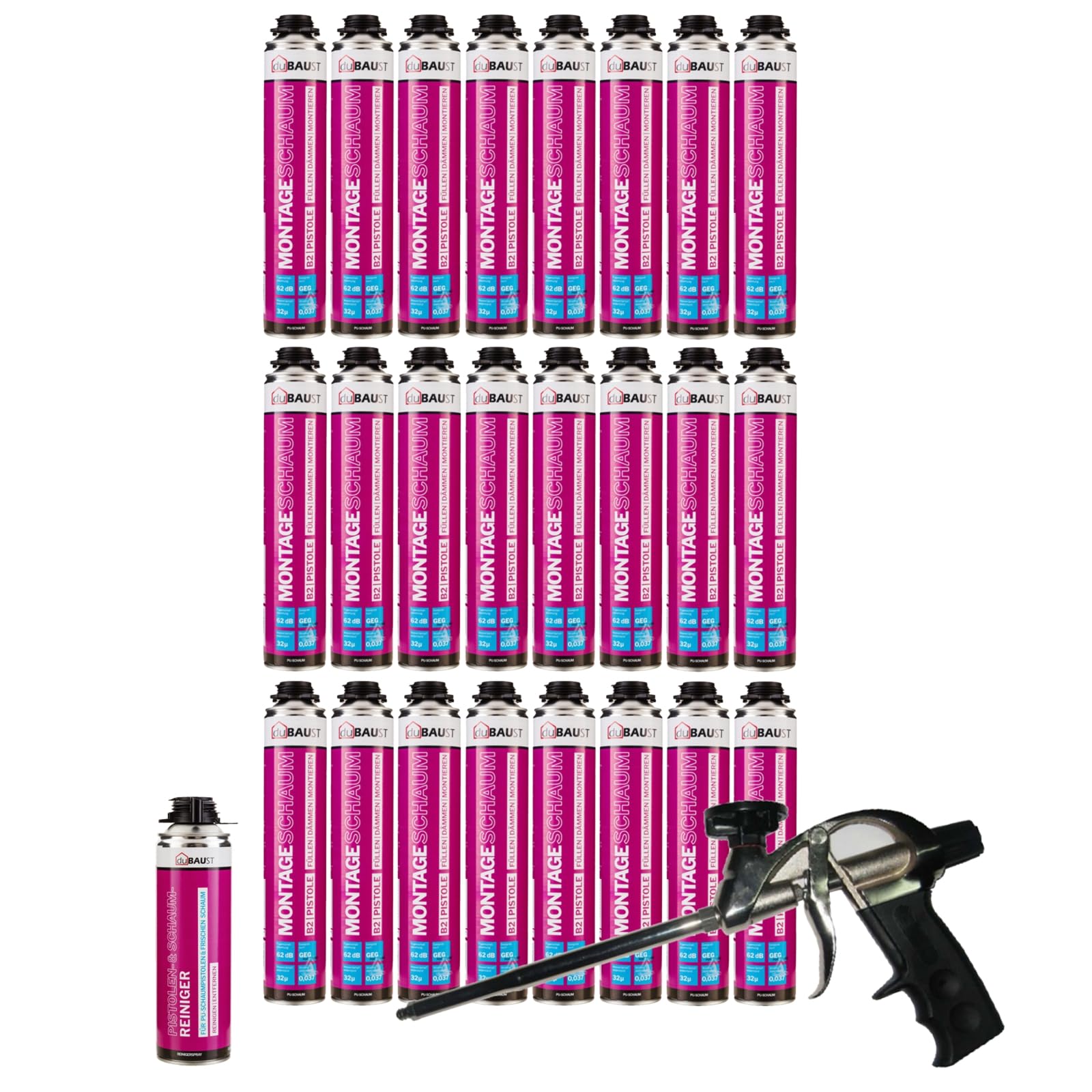 MSP24 Pianka konstrukcyjna Pianka montażowa Pianka do pistoletu 750 ml Kombinowane zestawy z pianki izolacyjnej PU o wysokiej izolacji akustycznej B2 (ze środkiem czyszczącym PRS24 500