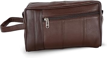 Liberty Leather - Genuine Sheep Nappa Leather Unisex Luxury Toiletry Travel Bag | Bathroom Organizer with Multiple Compartments for Men and Women | Portable Cosmetic Case for Traveling Dopp Kit