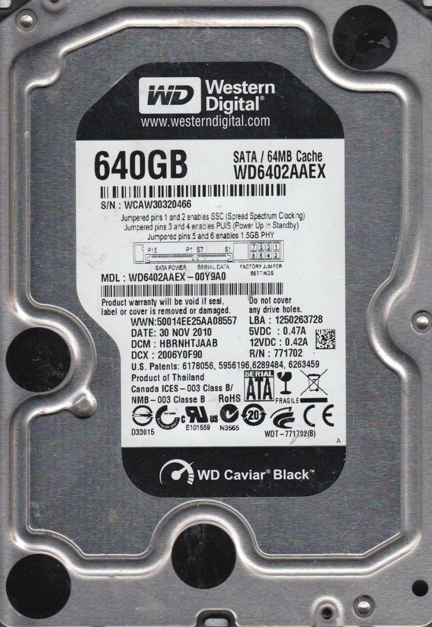 Western Digital 500 GB WD Black SATA III 7200 RPM 32 MB Cache Bulk/OEM Desktop Hard Drive