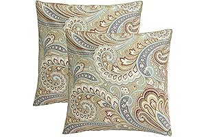 Softta Paisley Throw Pillows: 100% Egyptian Cotton Floral Throw Pillow Covers