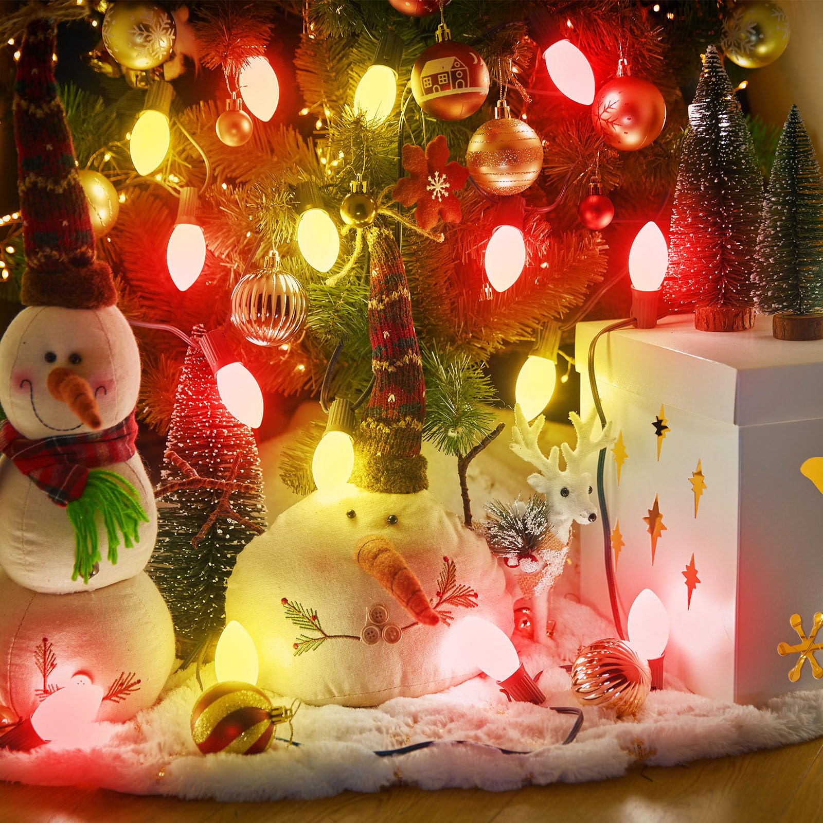 Minetom 25 Pack C9 LED Christmas Light Bulbs - Red Shatterproof Plastic Replacement Bulbs E17 Base