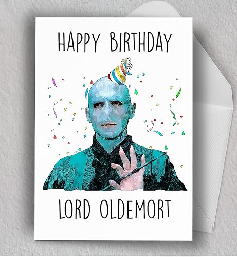 Miniatura 2 de Funny Wizard Theme Birthday Card — “Lord Oldemort” Parody Design, Blank Inside, Includes Envelope