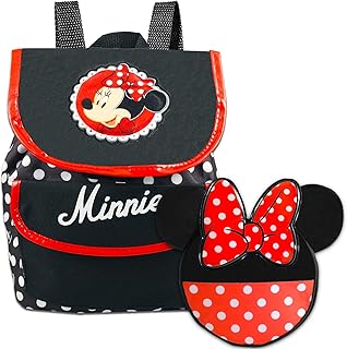 Minnie Mouse Denim Backpack - Bundle with Minnie Mouse Backpack for Toddler Girls Kids, Minnie Lunch Box | Disney Minnie Mouse Backpack for Girls