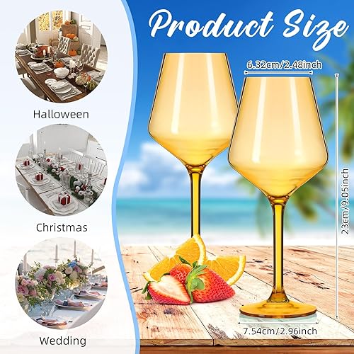 Miniatura 9 de 6 copas de vino con tallo de 15 onzas, vasos acrílicos de cristal, reutilizables, irrompibles, elegantes copas de vino, regalos para mujeres y