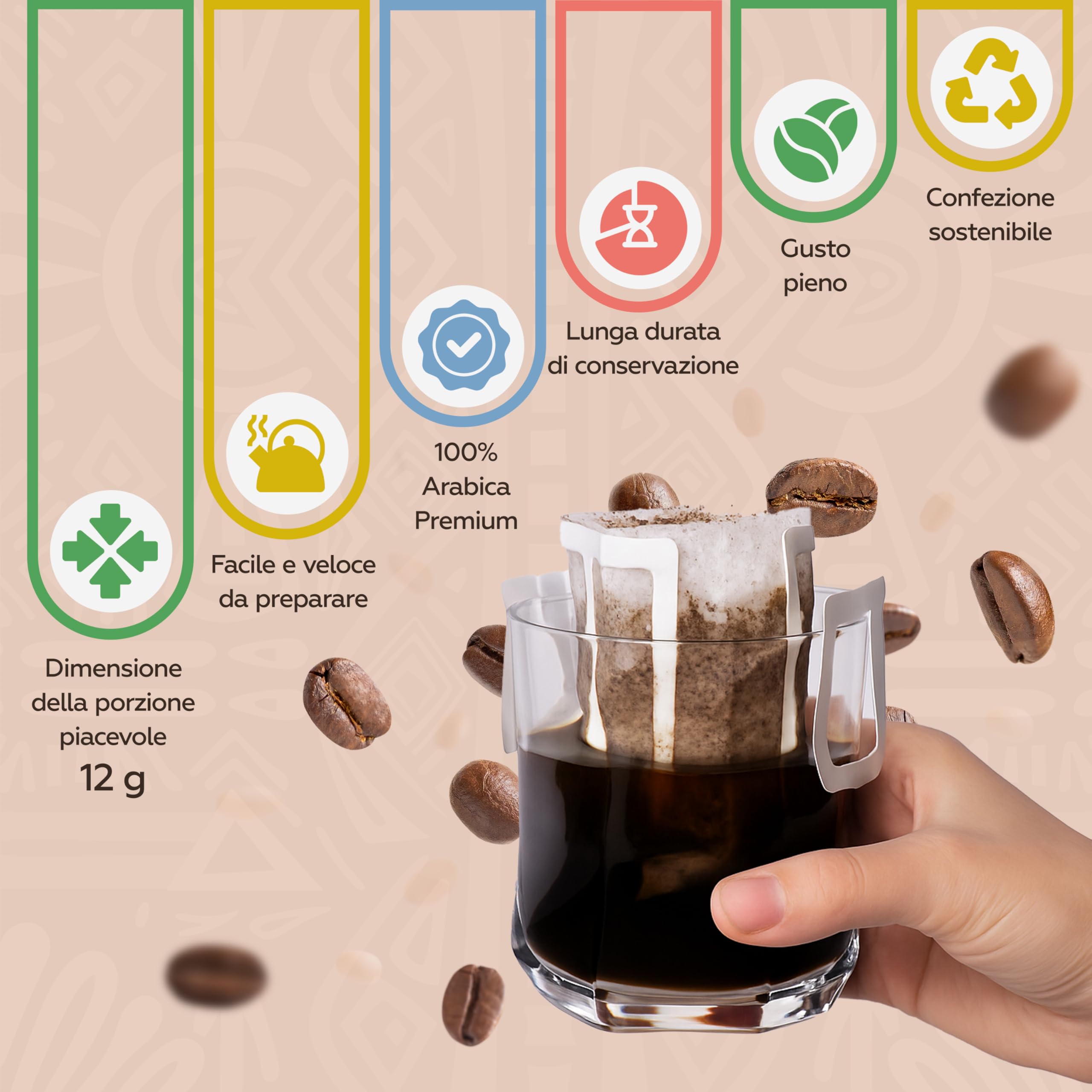 PROFISTA Drip Coffee (Colombia Zyffo Set), Bustine Caffè in Infusione - da Portare con Sé, per la Festa del Papà - Set per il Campeggio, 100% Arabica Macinato, 30 x 12 g (Colombia)