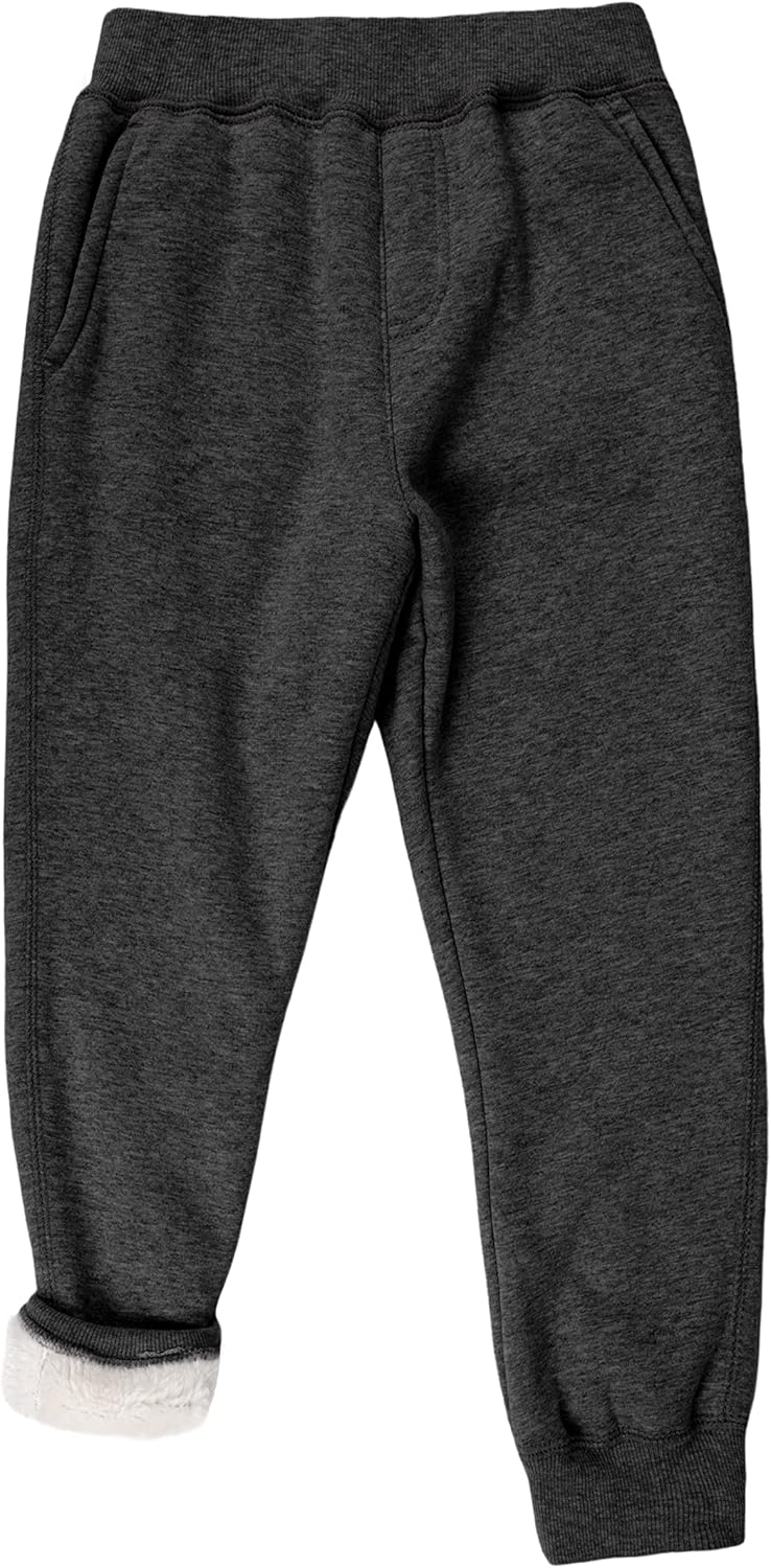 Yeokou Unisex Boys Girls Kid's Sherpa Lined Athletic Jogger Fleece Sweatpants - Image 4