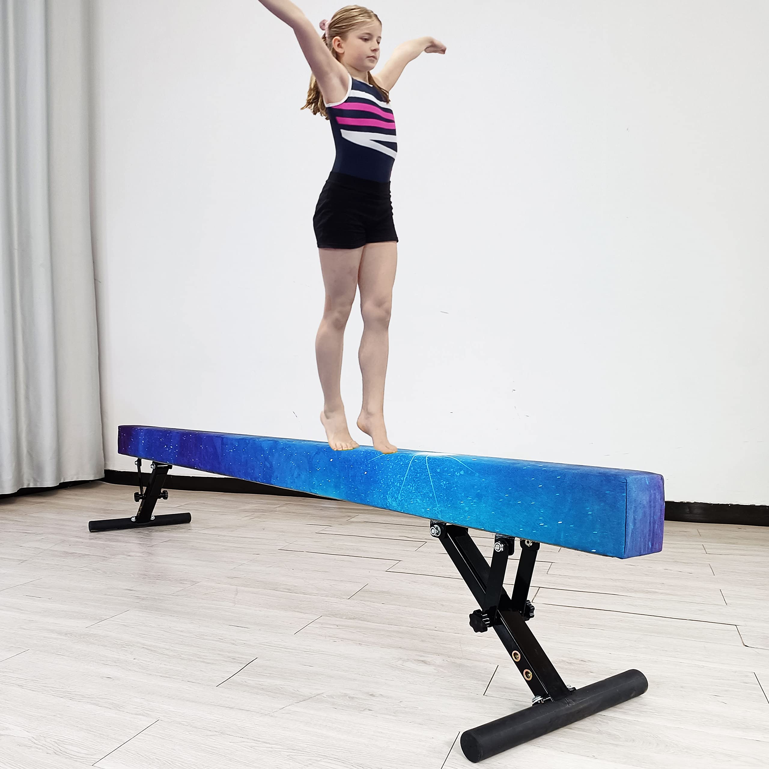 Adjustable balane Beam for Kids - 8FT Gymnastics Beam - high and Low Floor Beam for All Gymnastic Levels-Professional Gymnastic Equipment for Home and Gym Center