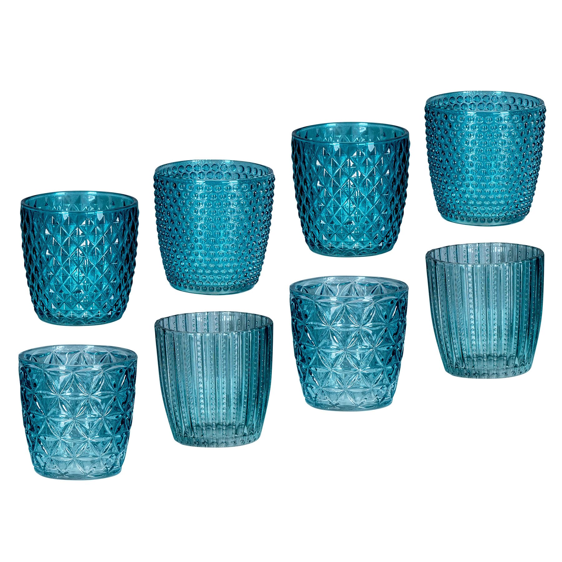 Windlicht Glas Türkis – 8er Set