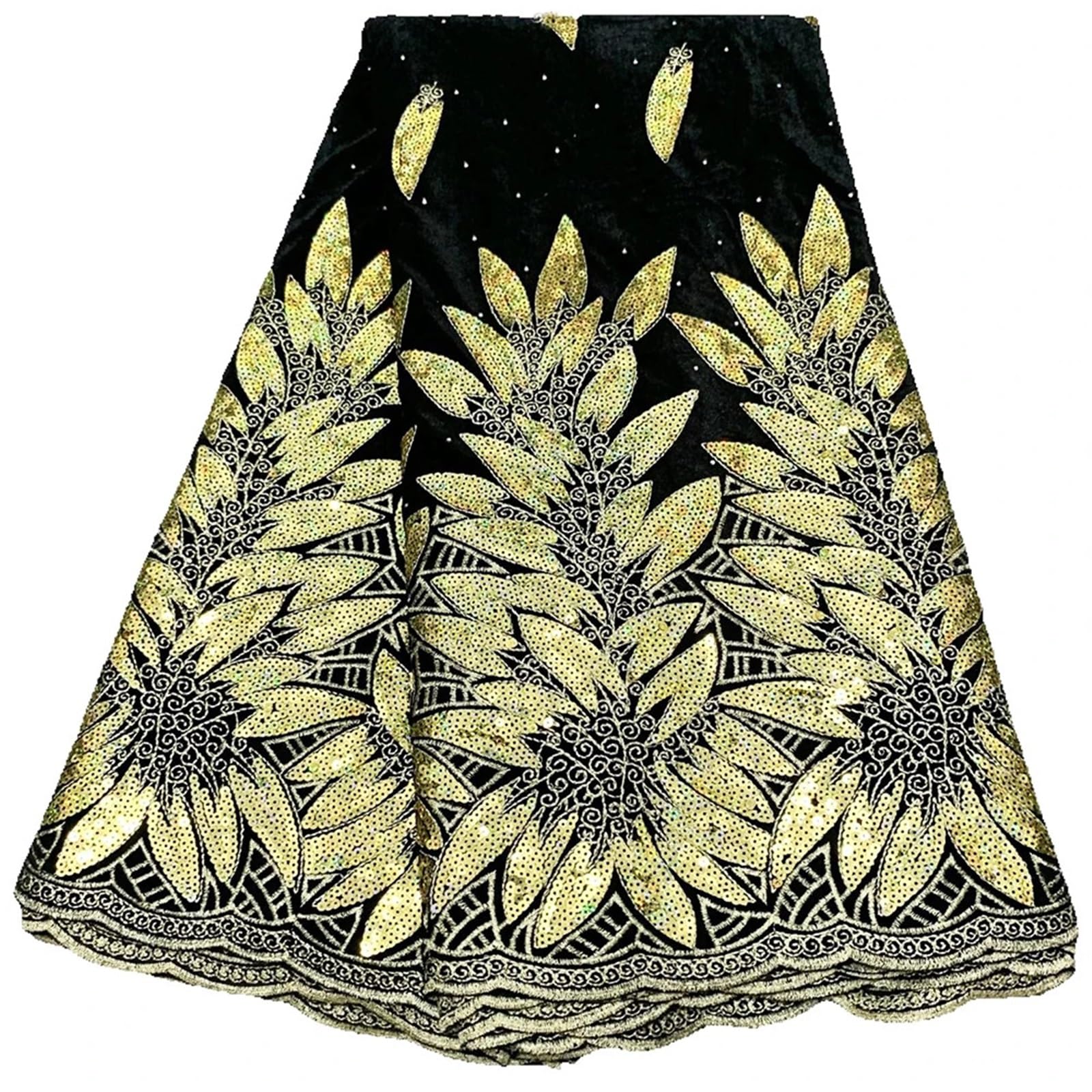 Embroidery Sequins Lace African Fabric Velvet Lace Sequins Embroidered Fabric for Sewing Quilting 5 Yards Multicolor(8)