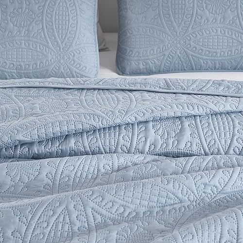 Vista 67 de Chezmoi Collection Austin - Juego de colcha tamaño Queen de 3 piezas Pinsonic acolchada de gran tamaño, tamaño Queen, terracota