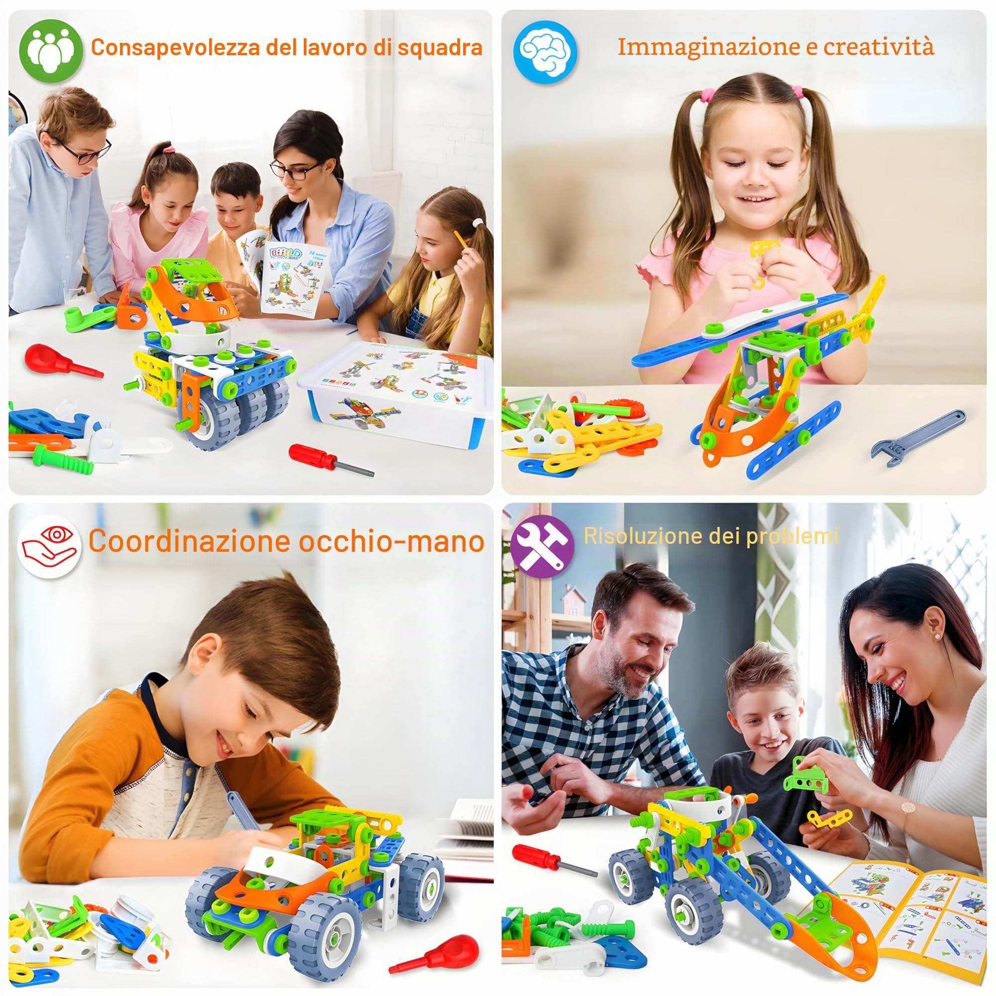 MOONTOY 12-in-1 Giochi Costruzioni per Bambini Regali 4 5 6 7 8 9 10 anni, 152 Pezzi Kit di Blocchi da Costruzione per Bambini Giocattolo Educativo Creativo da Costruzione Set Regalo per Bambino