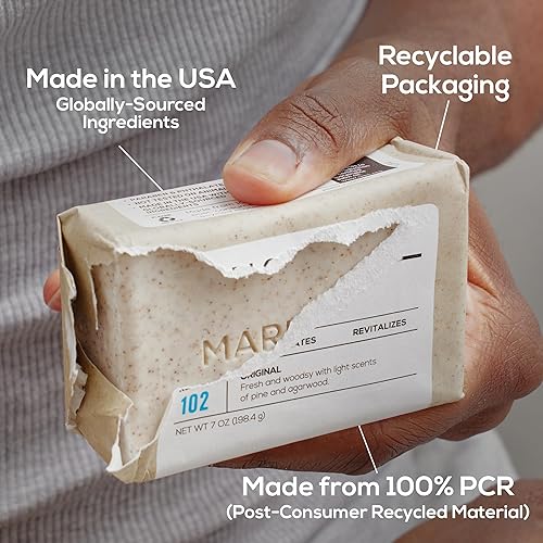Miniatura 8 de MARLOWE. Jabón exfoliante corporal No. 102 de 7 onzas, barra de jabón exfoliante con manteca de karité, aceite de oliva y extractos de té verde,