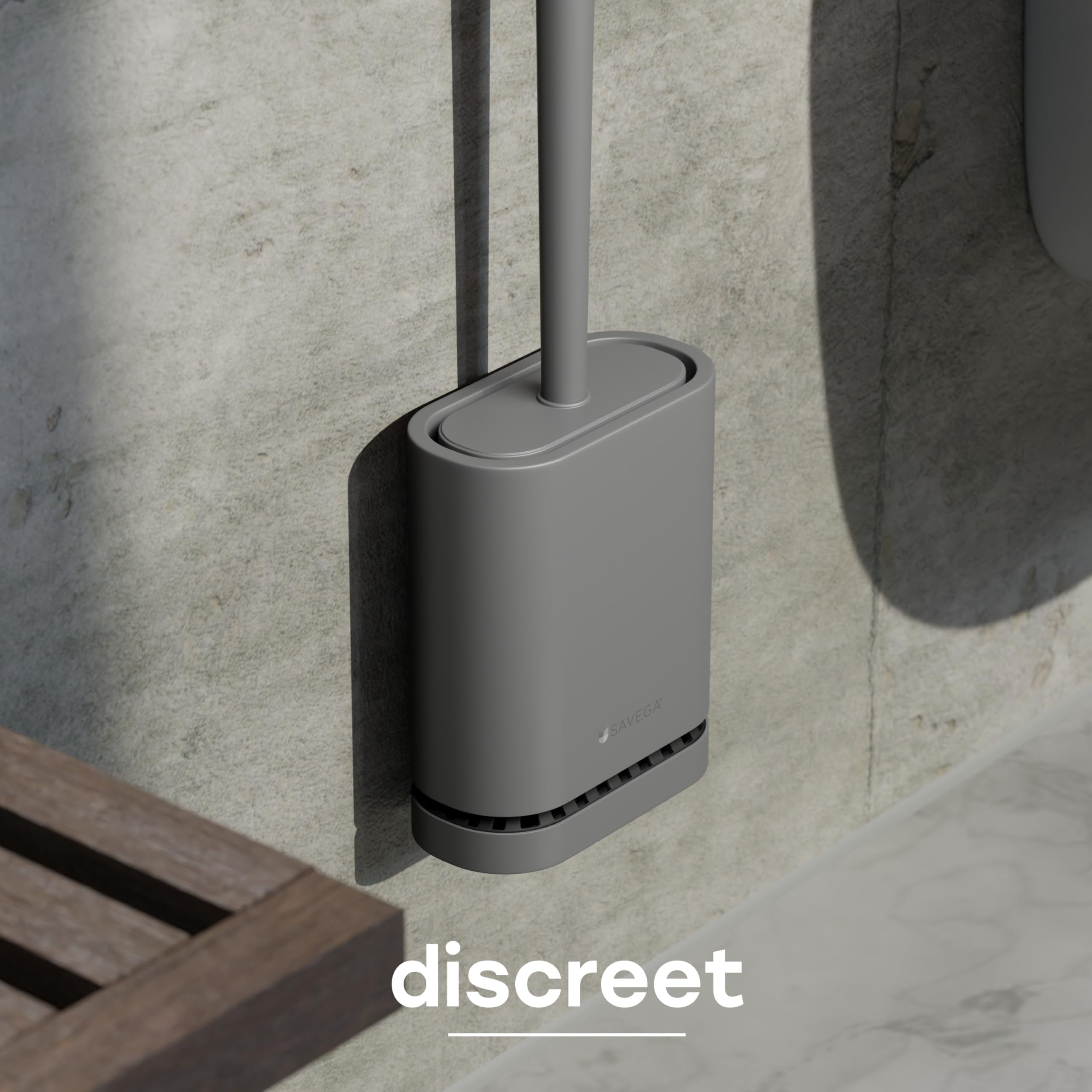 SAVEGA Silicone Toilet Brush Grey, Hygienic Toilet Brush Silicone with Splash Guard & Drill-Free Wall Mounting - Image 2