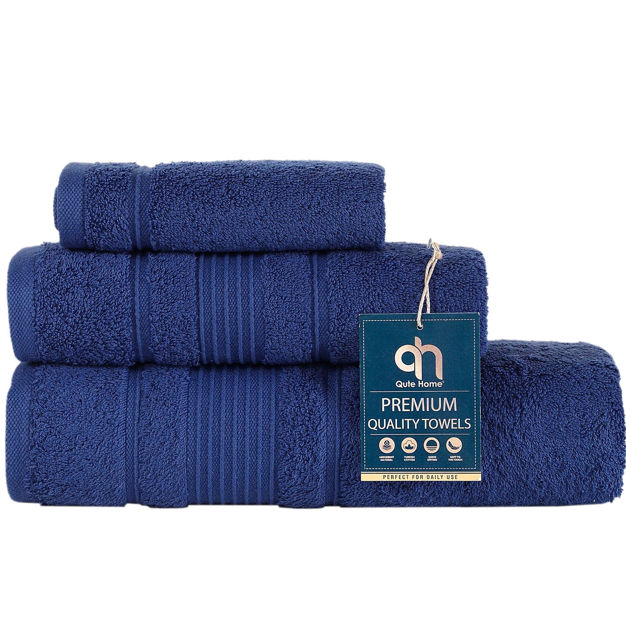 Juego de toallas personalizadas de 3 piezas, baño, mano y toallita, 100% algodón, suave y absorbente, nombre bordado o monograma, toallas de hotel para baño, spa, hotel, boda y regalo, color azul
