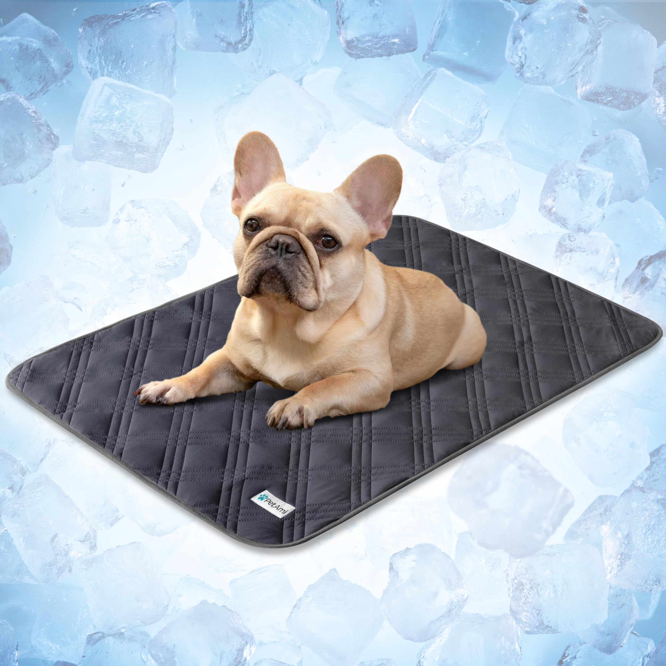 PetAmi Q-MAX - Tapete de refrigeración Impermeable para Perro, Manta de refrigeración Jaula de Cama, Almohadilla Antideslizante para Perros para Dormir, Funda de sofá pequeño y