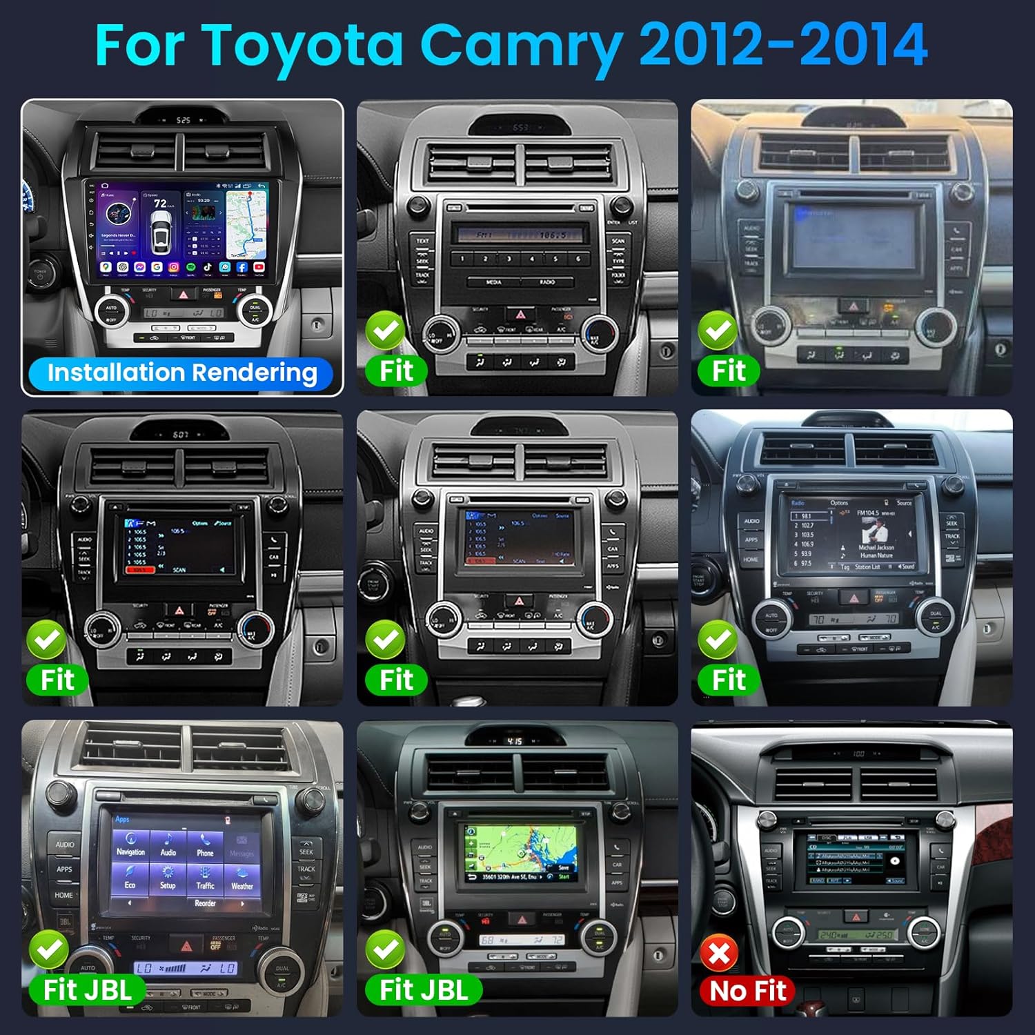Car Radio for Toyota Camry 2012 2013 2014: Upgrade 10" 1280 * 800 HD Touch Screen Replacement Stereo 5GWIFI Bluetooth5.0 FM Carplay Andriod Auto Backup Camera GPS