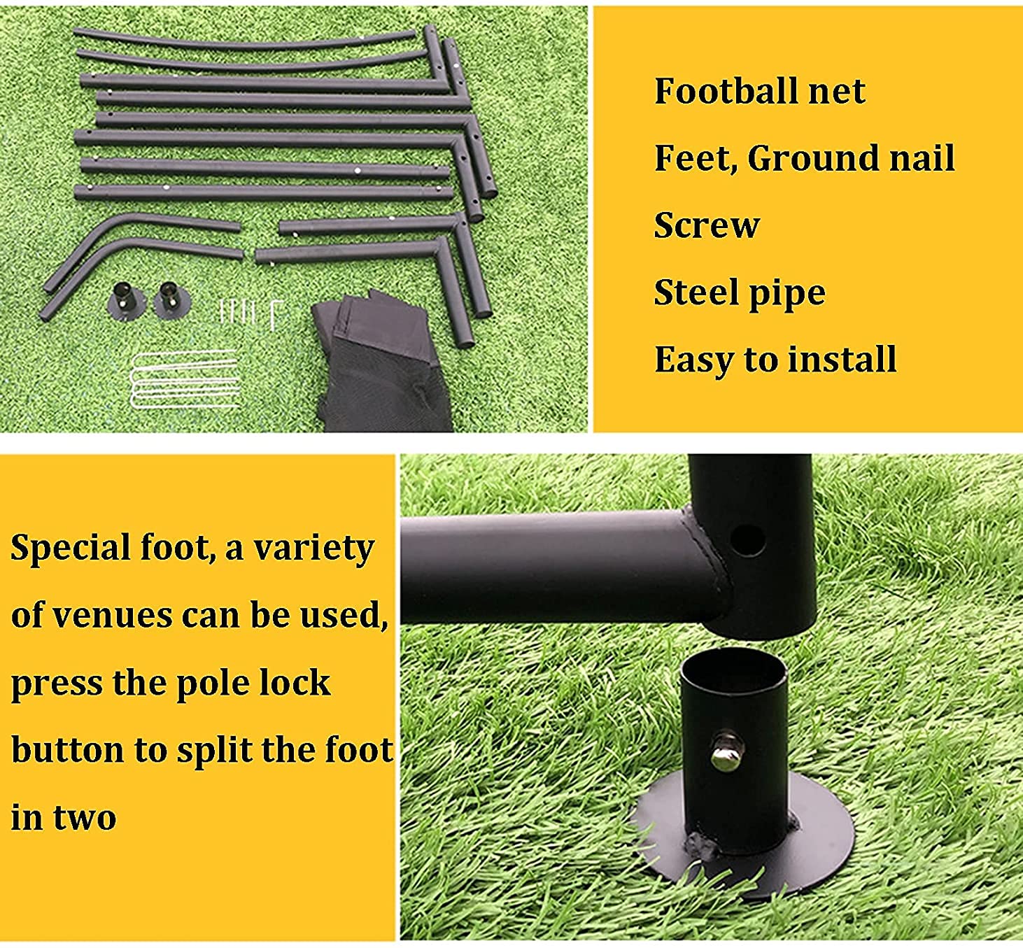 Porta da Calcio per Bambini Porta da calcio per allenamento nel cortile da giardino Porte da calcio Porta da calcio portatile all'aperto Staffa per tubo in acciaio con set di rete pop-up, HSWYJJPFB 09
