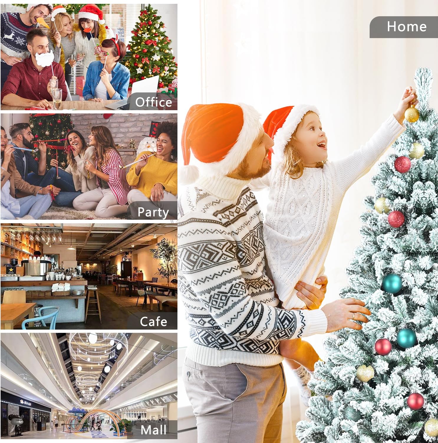 Premium Snow Flocked Christmas Tree, 4ft Artificial Holiday Christmas Pine Tree, Ideal for Home, Office, and Party Decoration, Includes Metal Foldable Stand