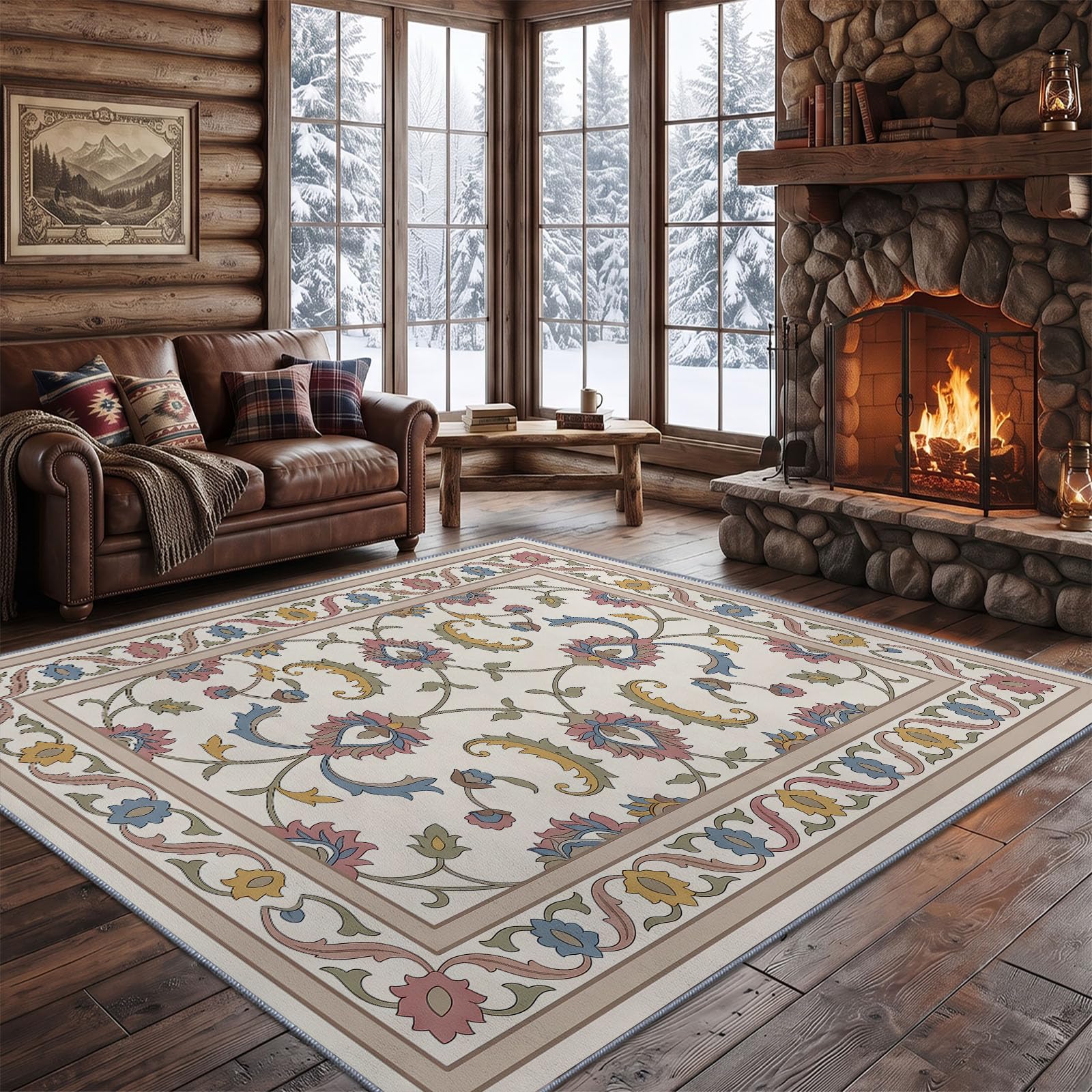 Dywan do salonu, 60 x 110 cm, różowy, nadaje się do prania, w stylu boho, tradycyjny, antypoślizgowy, miękki, zmywalny dywan do salonu, sypialni, jadalni, biura, niskie runo, paisley, kwiatowy paisley