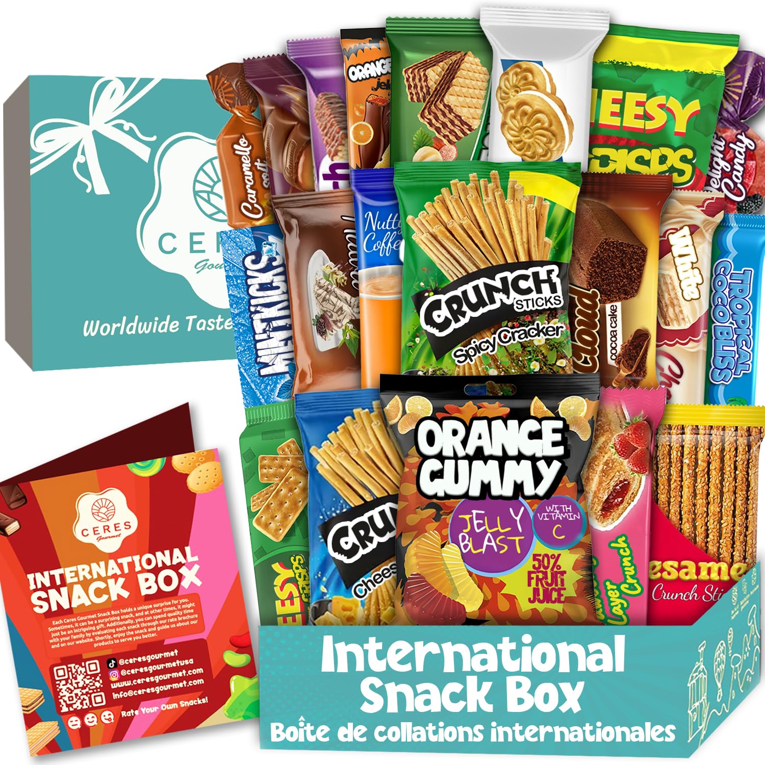 Ceres Gourmet International Snack Box for Adults & Kids – 20 Full