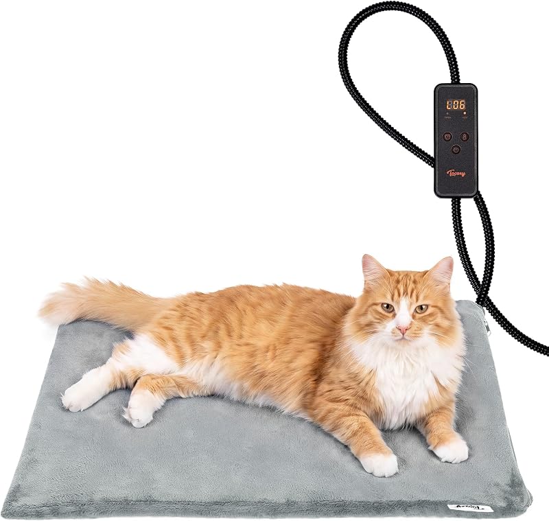 Tapete térmico para gatos Toozey, impermeável com temporizador, 37,01 x 40,64 cm
