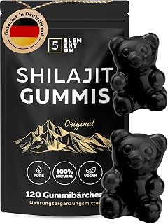 Oryginalne Żelki Shilajit – 100% Naturalne, Wegańskie & Bez Cukru – Z 71% Kwasem Fulwowym – Energia & Dobra Tolerancja – 120 Żelków