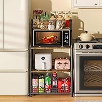 Vista 4 de Sonyabecca Soporte de microondas con almacenamiento de 4 niveles, estantes para panaderos para cocinas, carrito de microondas para barra de café
