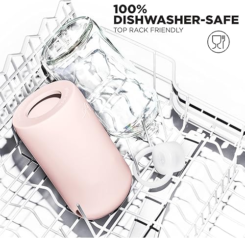 Miniatura 5 de bkr Little Tutu - Juego de 3 pajitas en ángulo de silicona suave, para botella de agua de vidrio pequeño de 16.9fl oz16 onzas, color rosa melocotón