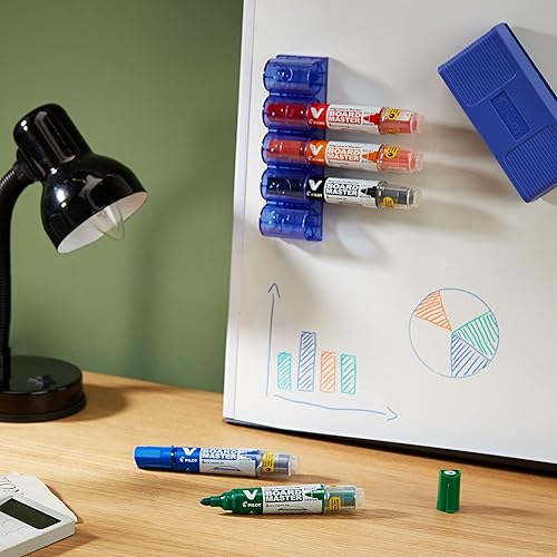 Miniatura 10 de Pilot V Board Master Whiteboard Kit Marcadores Plumas Borrador Magnético Soporte para bolígrafo
