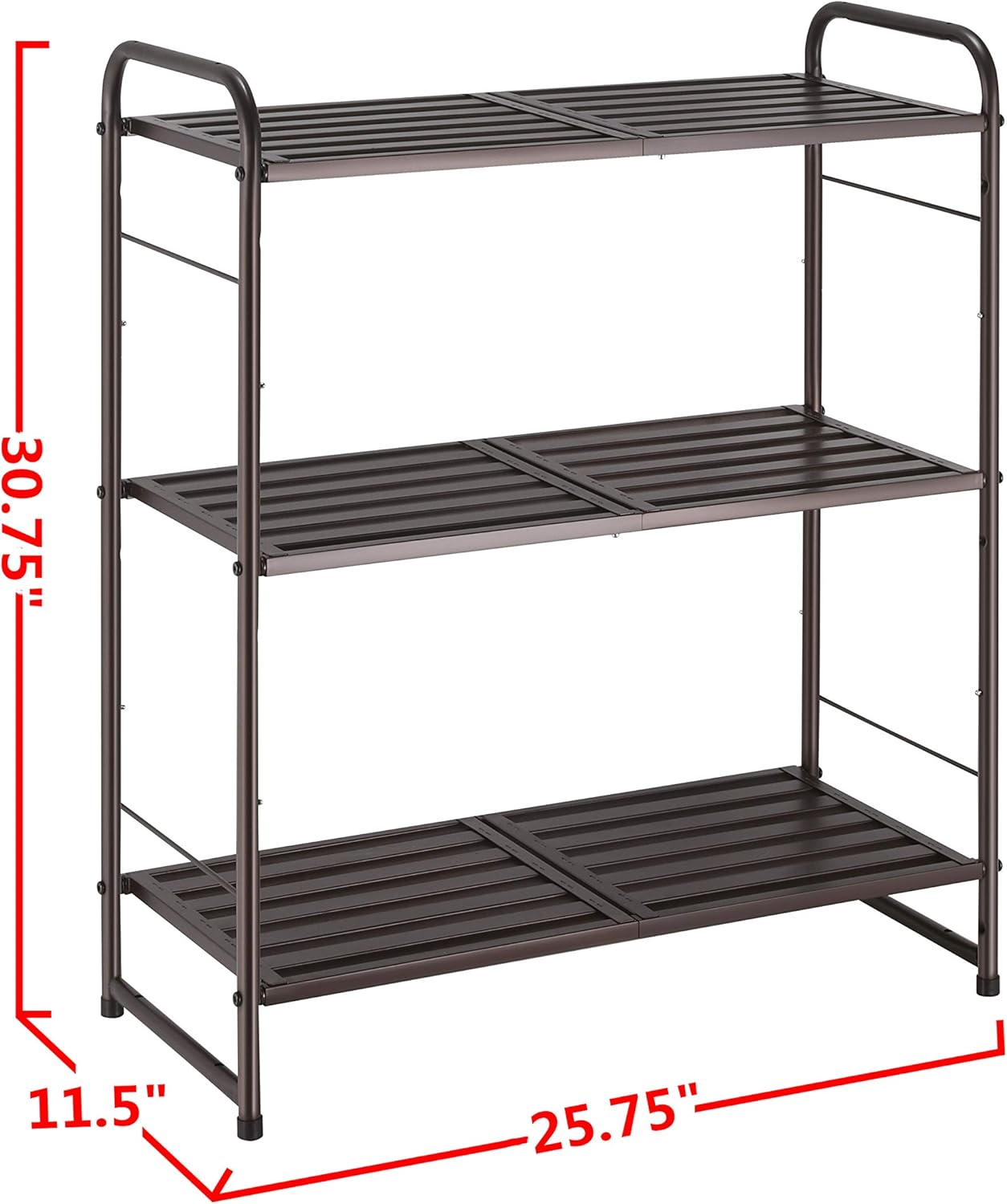 Simple Trending 3-Tier Adjustable Shelving Unit Storage Rack, Expandable & Stackable Kitchen Laundry Bathroom Cabinet Organizer, Bronze: Kitchen & Dining